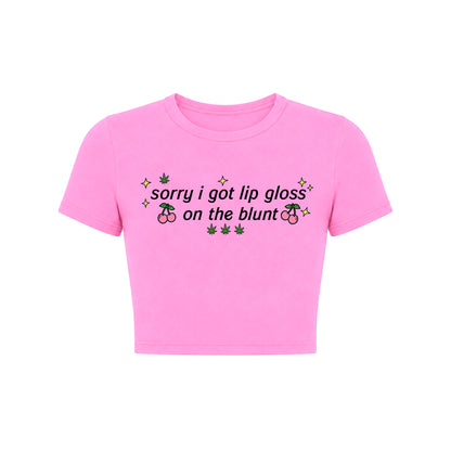 Sorry I Got Lip Gloss On The Blunt Pink Crop Top