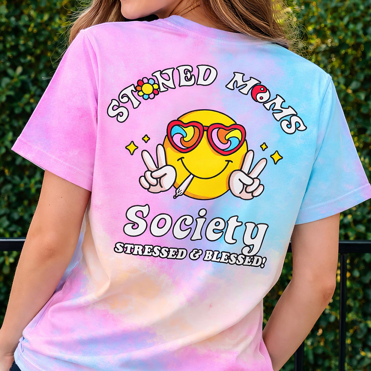 Stoned Moms Society Pastel Tie-Dye T-Shirt