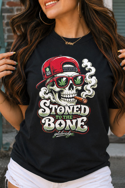 Stoned to the Bone Skull Graphic T-Shirt