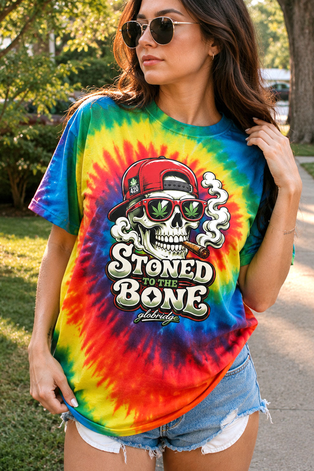 Stoned to the Bone Tie Dye Skull Tee