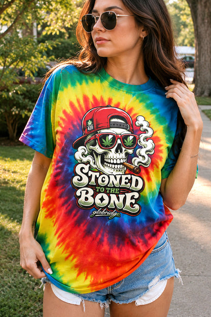 Stoned to the Bone Tie Dye Skull Tee