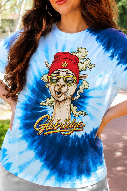 Stoner Llama Blue Tie Dye Tee