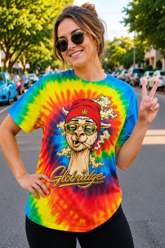 Stoner Llama Rainbow Tie Dye Tee