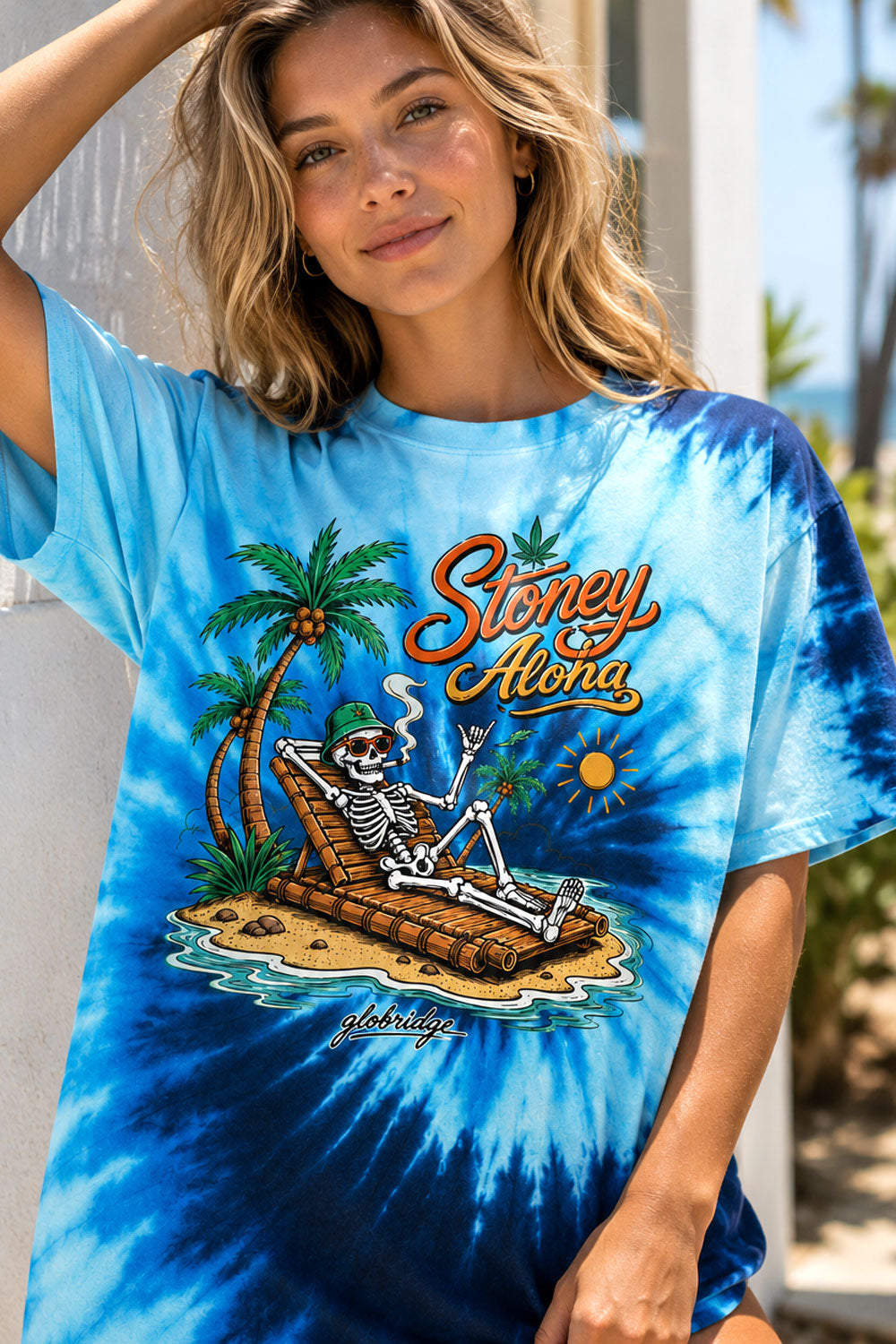 Stoney Aloha Tie-Dye Skeleton Beach Tee