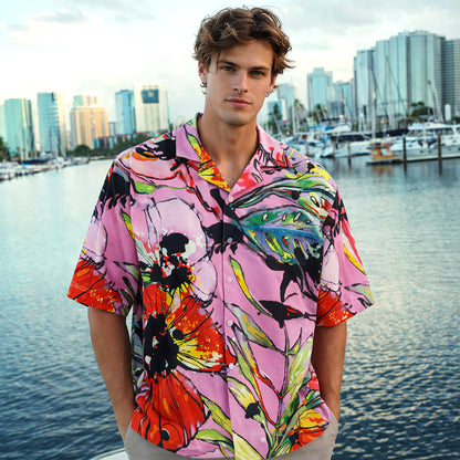 Summer Pink Floral Hawaiian Shirt