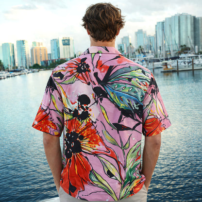 Summer Pink Floral Hawaiian Shirt