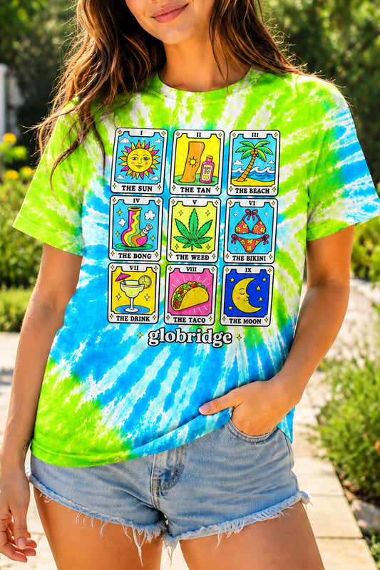 Summer Tarot Cards Good Vibes Tie-Dye T-Shirt