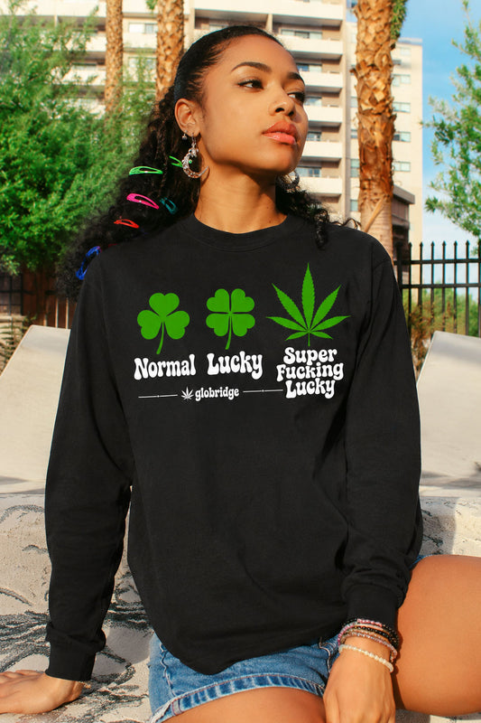 Super Lucky Stoner Black Long Sleeve Tee