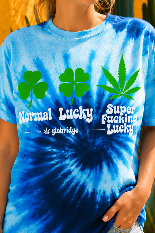 Super Lucky Stoner Blue Tie-Dye Tee