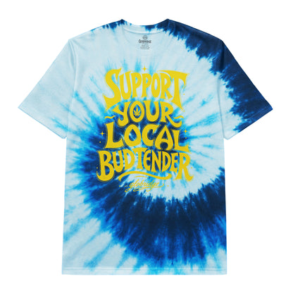 Support Your Local Budtender Blue Tie Dye T-Shirt