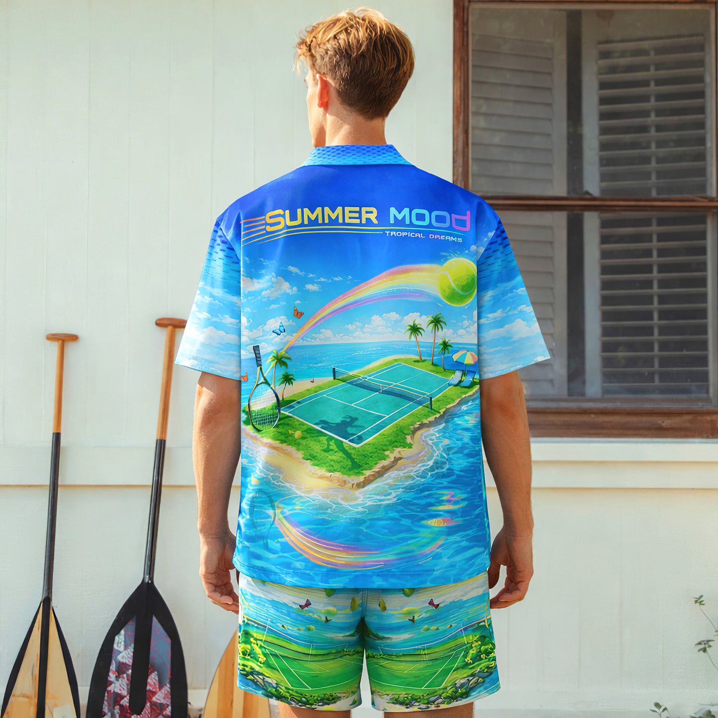 Tennis Island Hawaiian Shirt & Shorts Set