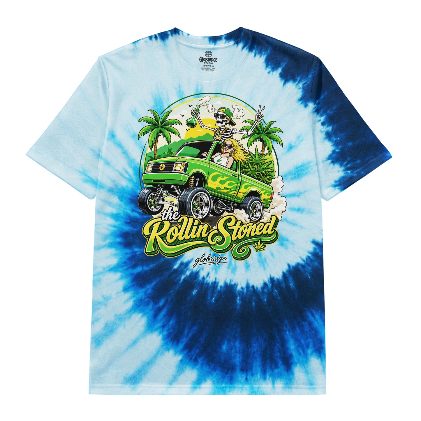 The Rollin Stoned Blue Tie Dye Tee