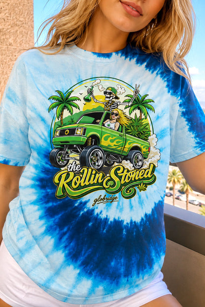 The Rollin Stoned Blue Tie Dye Tee
