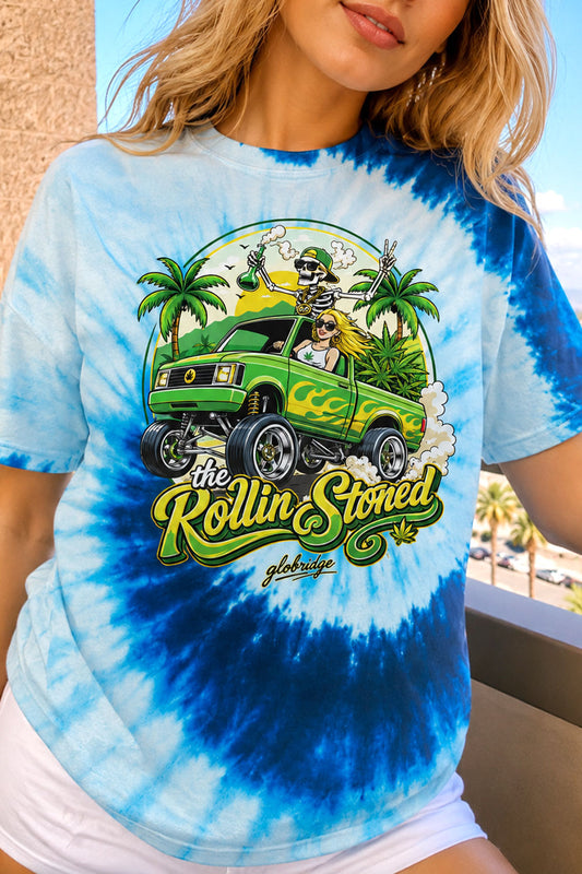 The Rollin Stoned Blue Tie Dye Tee