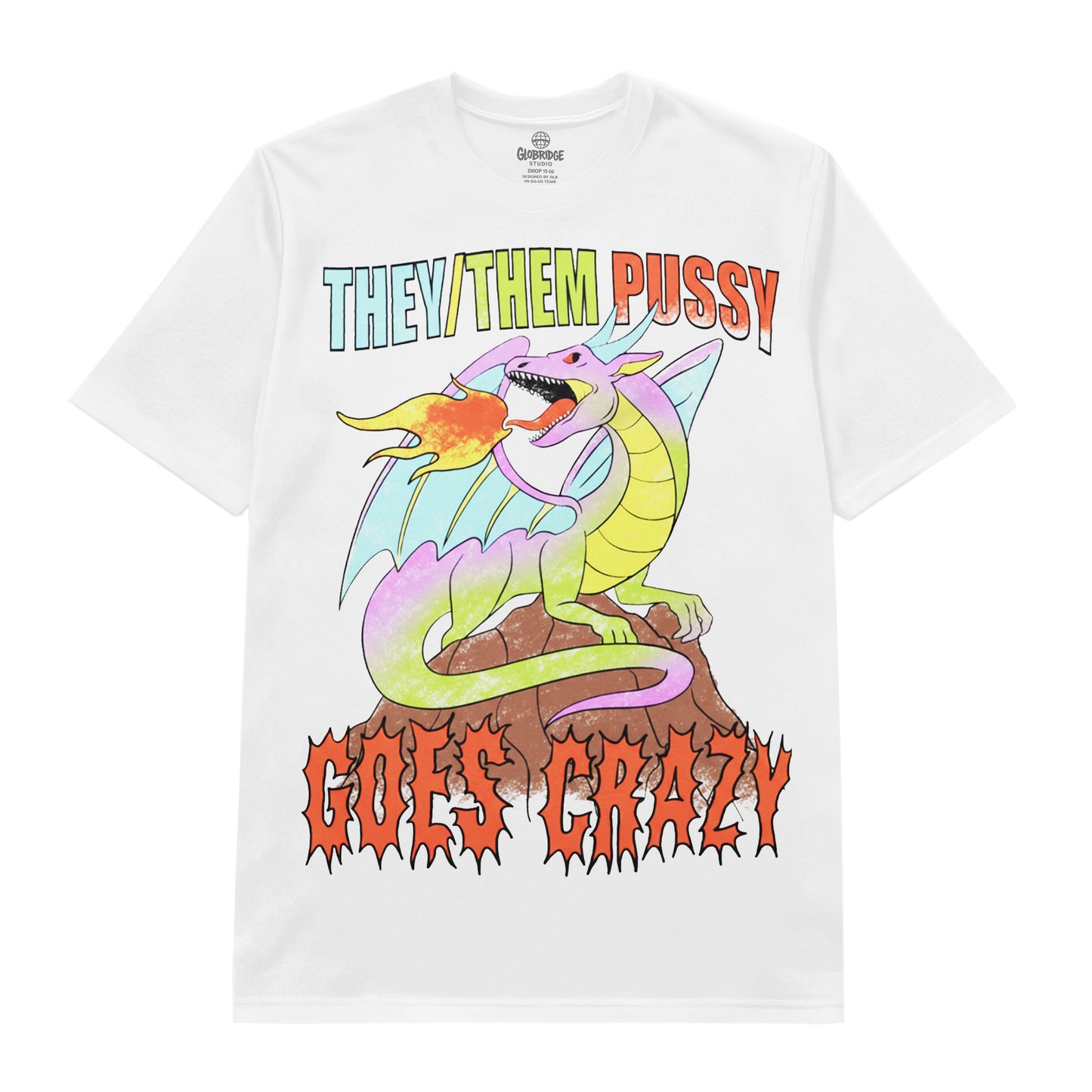 They/Them Go Crazy Pastel Dragon Tee