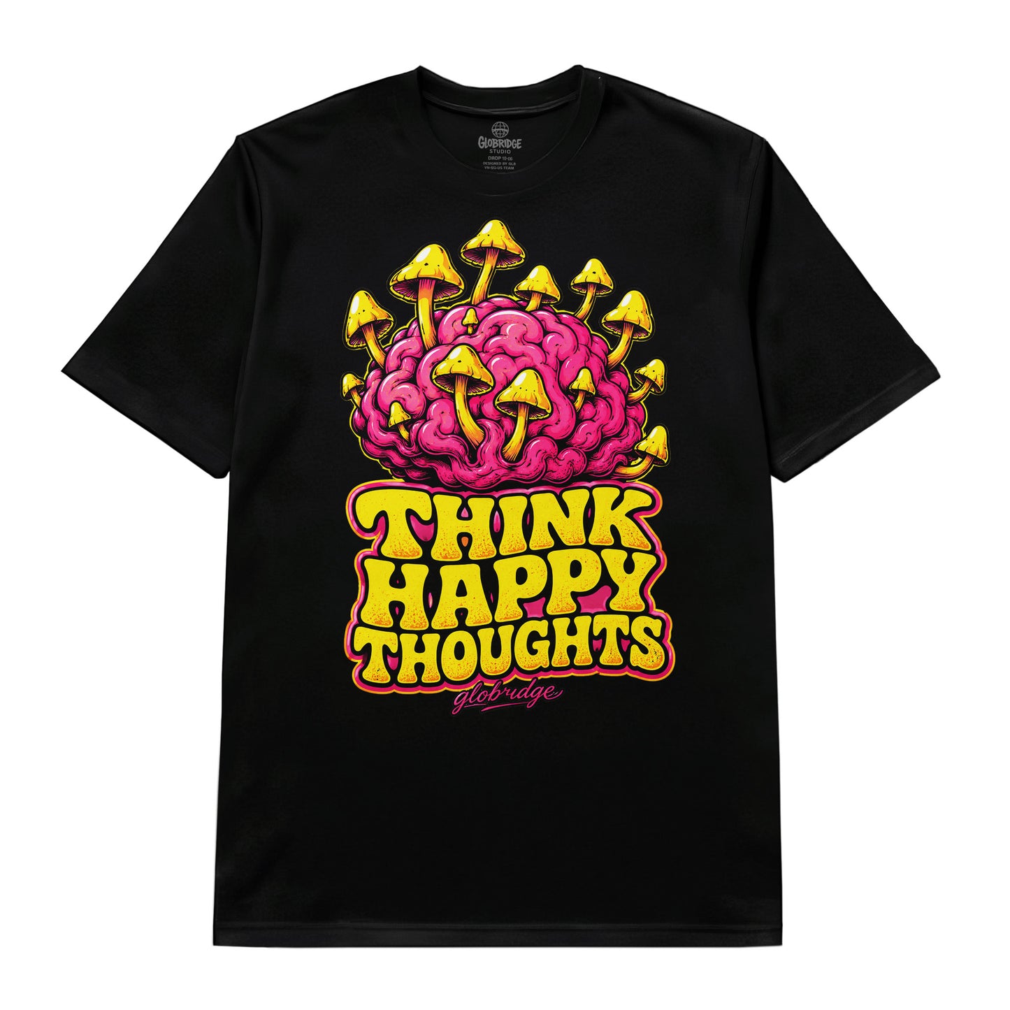 Think Happy Thoughts Black Tee