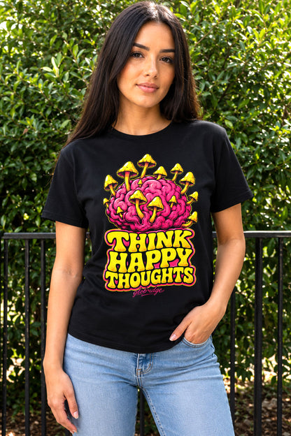 Think Happy Thoughts Black Tee