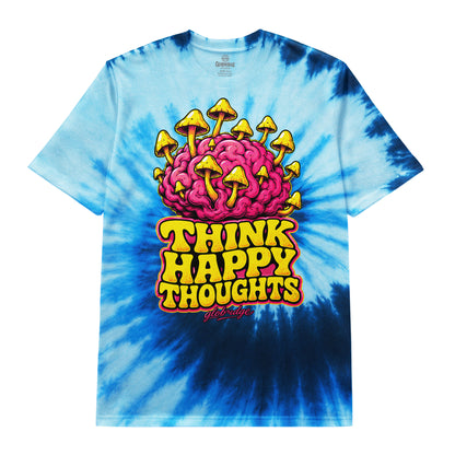 Think Happy Thoughts Blue Tie-Dye Tee