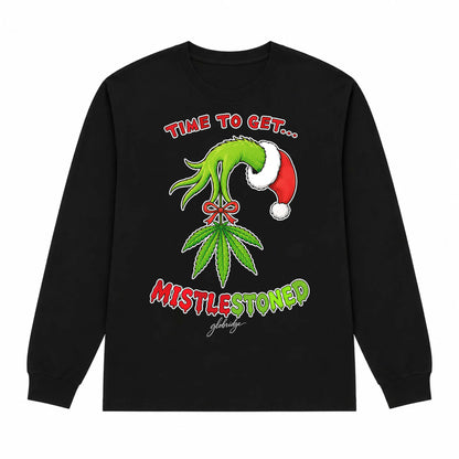 Time to Get MistleStoned Funny Christmas 420 Long Sleeve Shirt