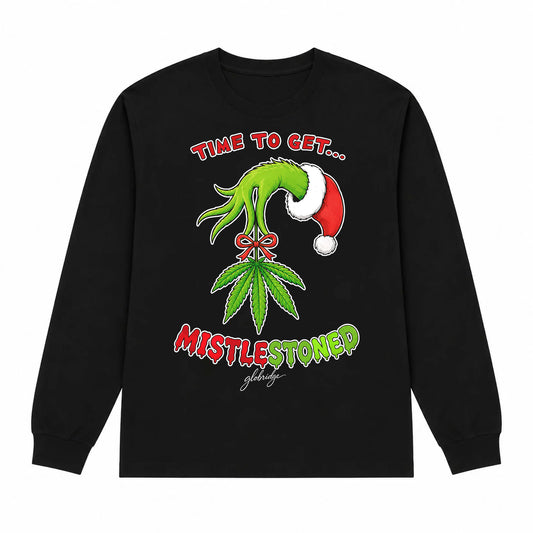 Time to Get MistleStoned Funny Christmas 420 Long Sleeve Shirt