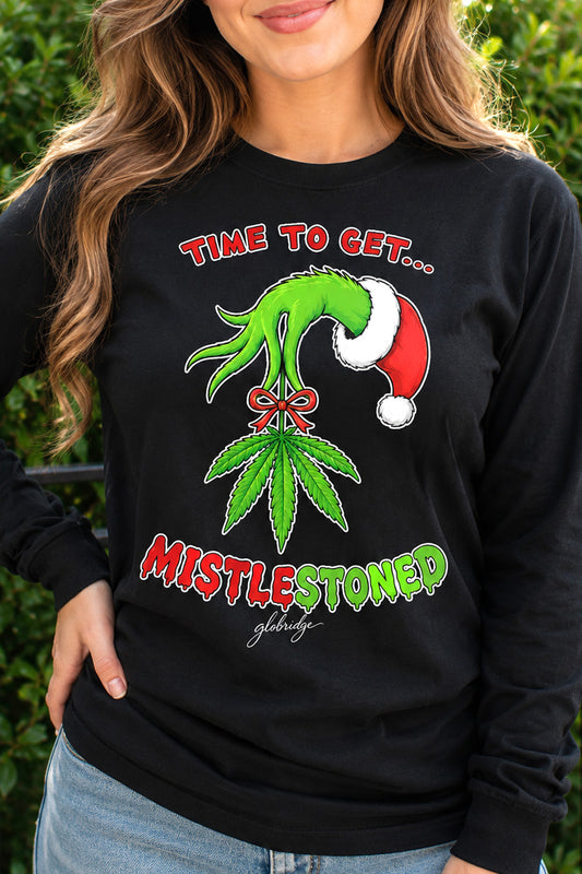 Time to Get MistleStoned Funny Christmas 420 Long Sleeve Shirt