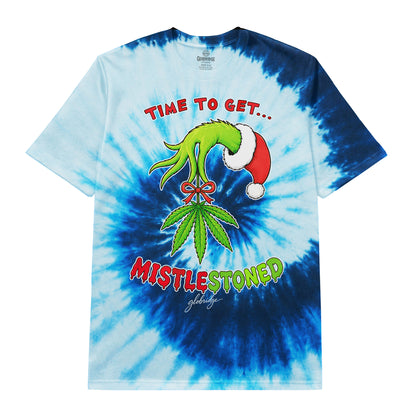 Time to Get MistleStoned Tie Dye Christmas 420 Blue Tee