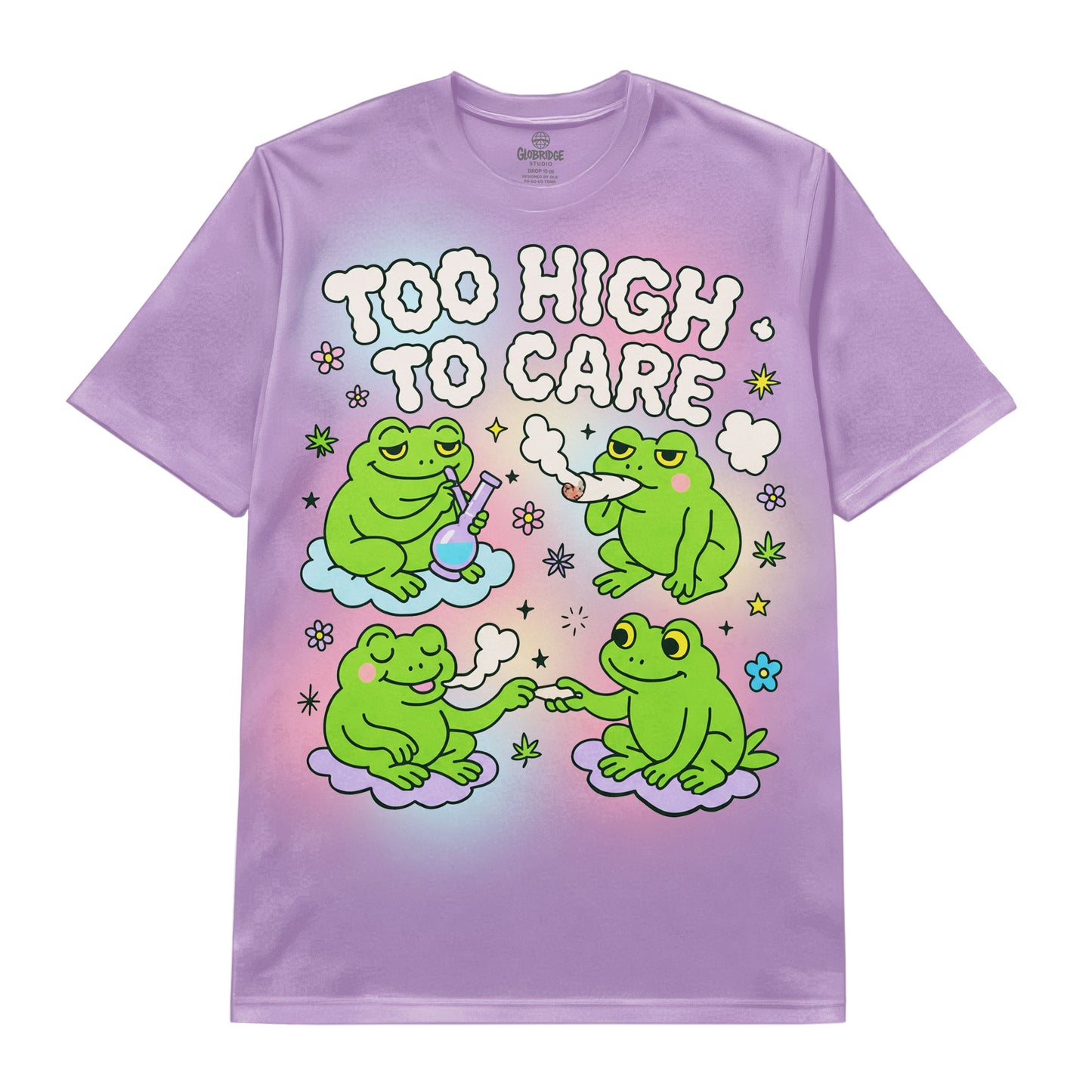 Too High to Care Frog Tee