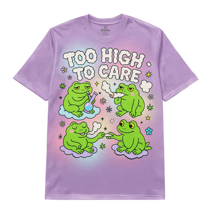 Too High to Care Frog Tee