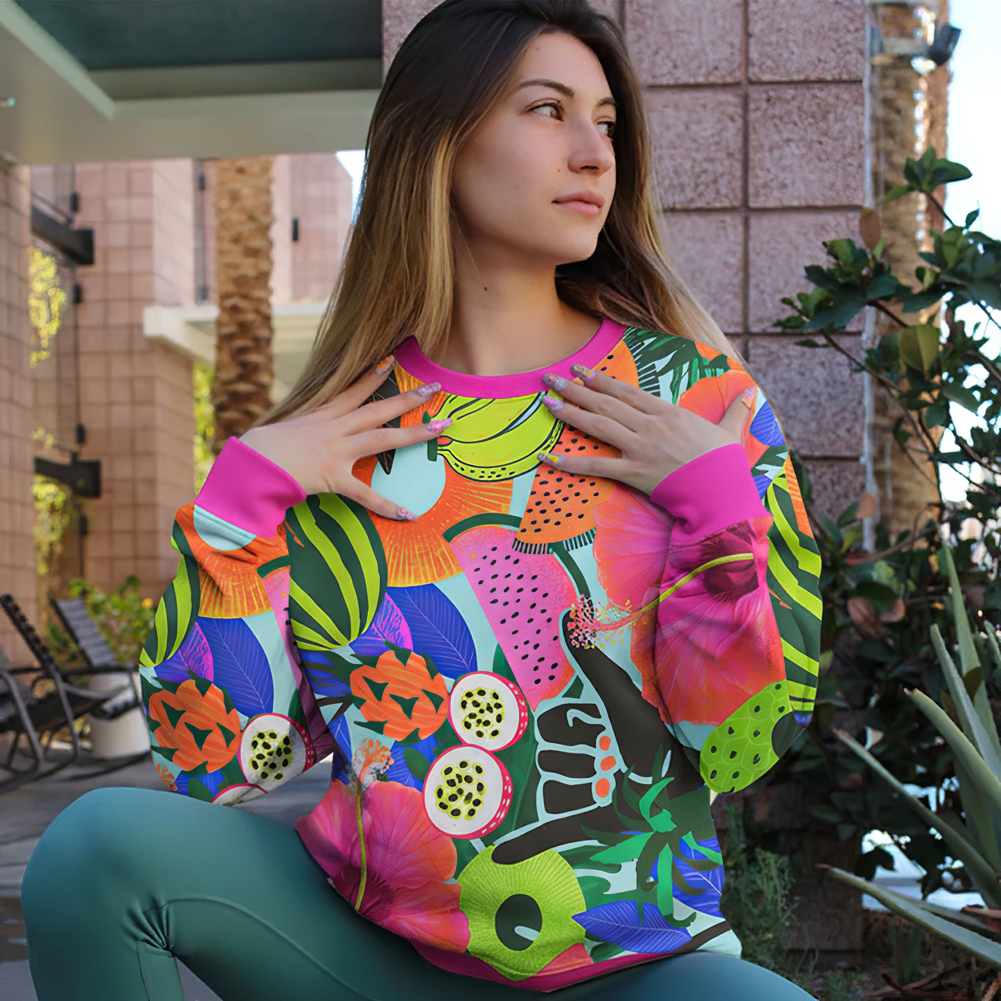 Tropical Fruits & Flowers Sweatshirt