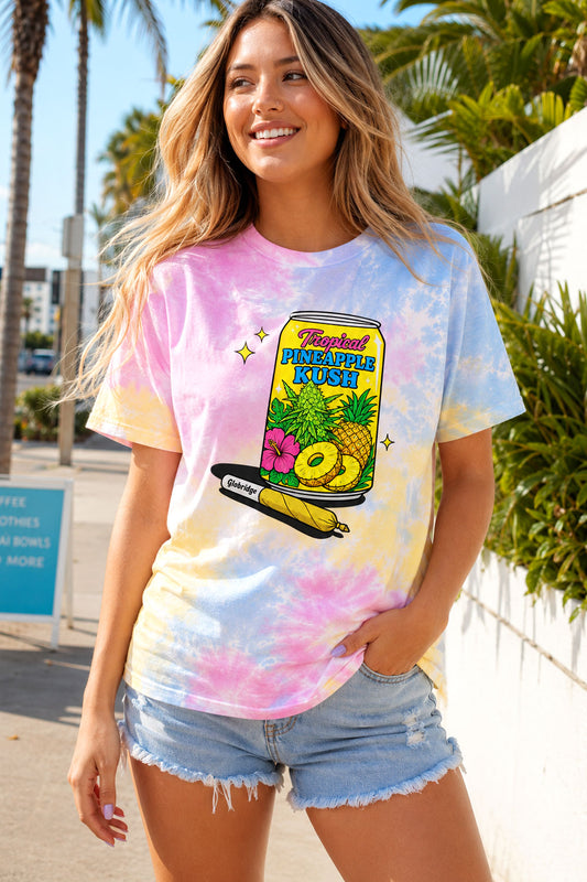 Tropical Pineapple Kush Pastel Tie-Dye T-Shirt