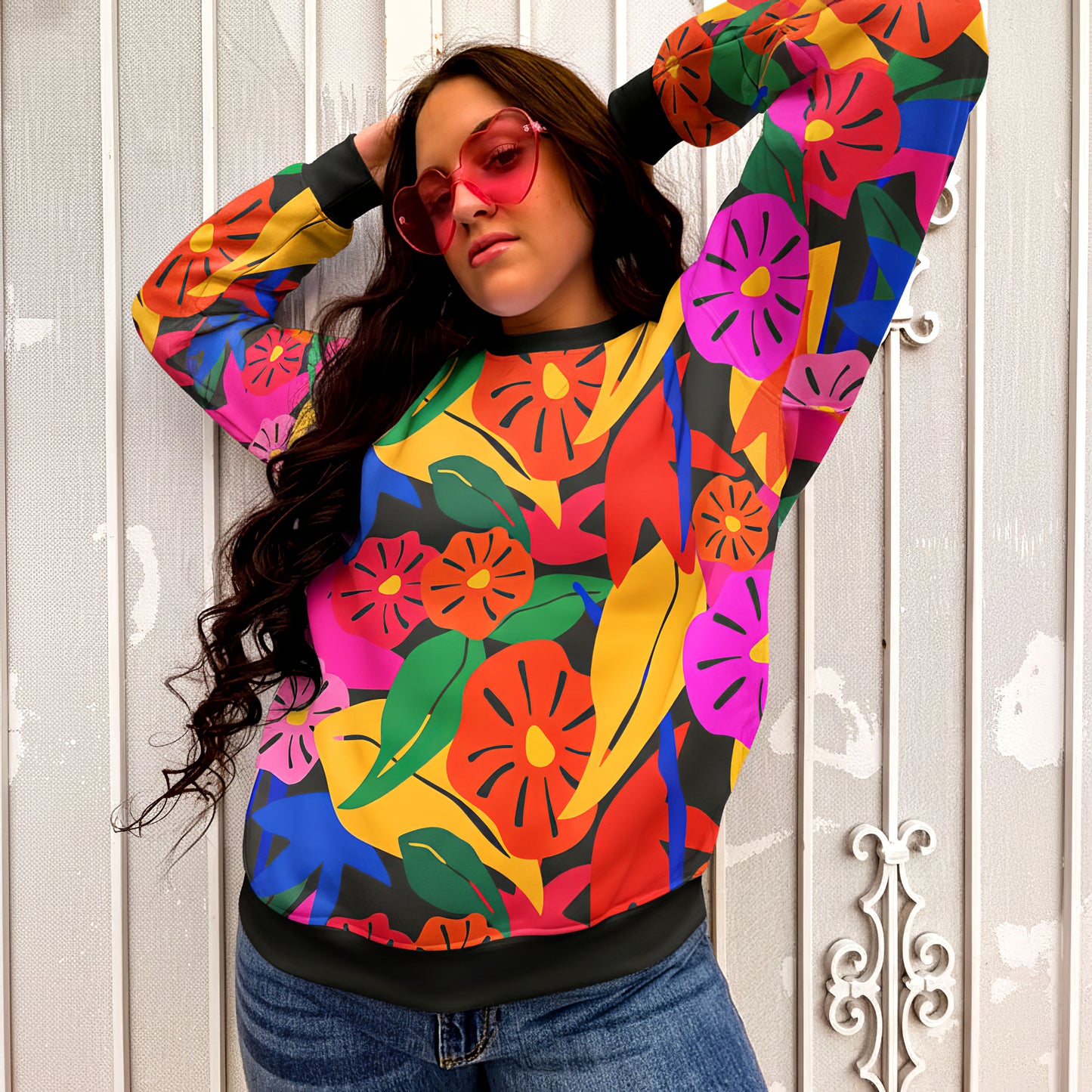 Tropical Pop-Art Floral Sweatshirt