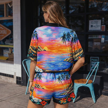 Tropical Sunset Hawaiian Shirt & Shorts Set