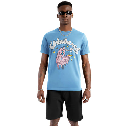 Unbothered Cartoon Sky Blue T-Shirt
