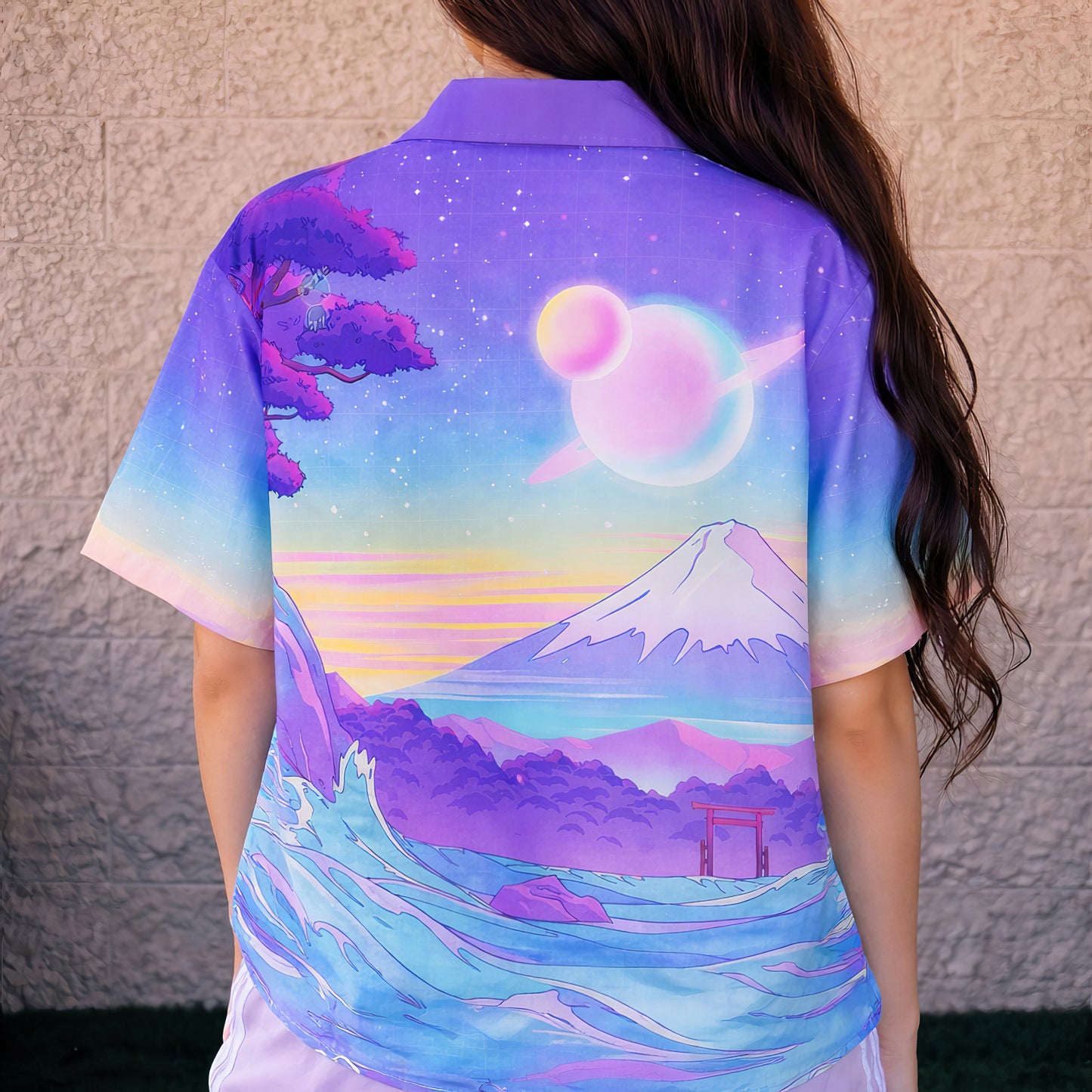 Vaporwave Mount Fuji Dreamscape Hawaiian Shirt