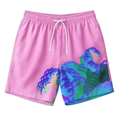 Vaporwave Ocean Wave Hawaiian Shirt & Shorts Set