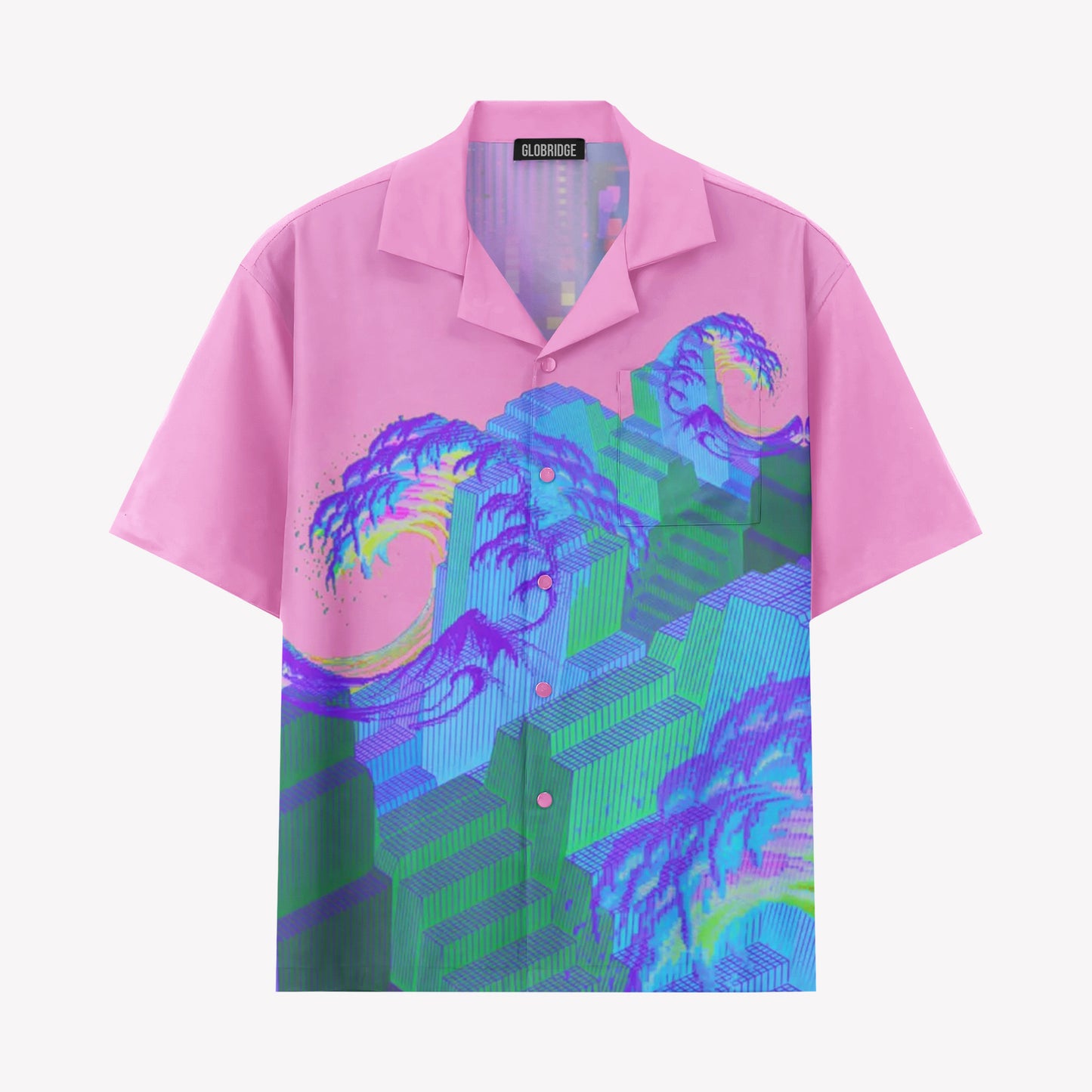 Vaporwave Ocean Wave Hawaiian Shirt & Shorts Set