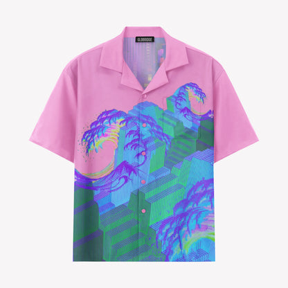 Vaporwave Ocean Wave Hawaiian Shirt & Shorts Set