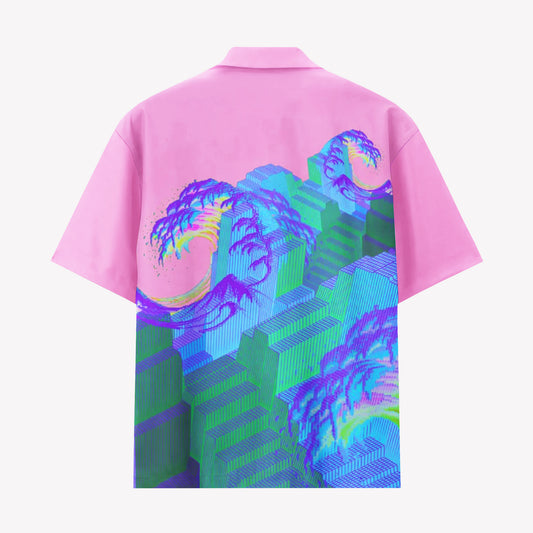 Vaporwave Ocean Wave Hawaiian Shirt & Shorts Set