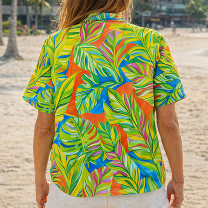 Vibrant Tropical Leaf Hawaiian Shirt