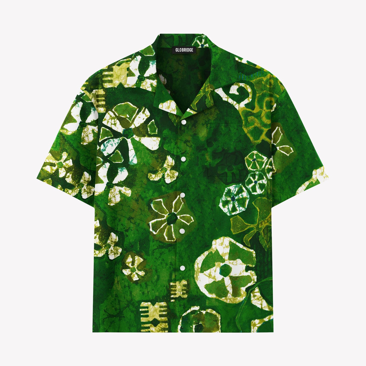 Vintage Green Batik Hawaiian Shirt