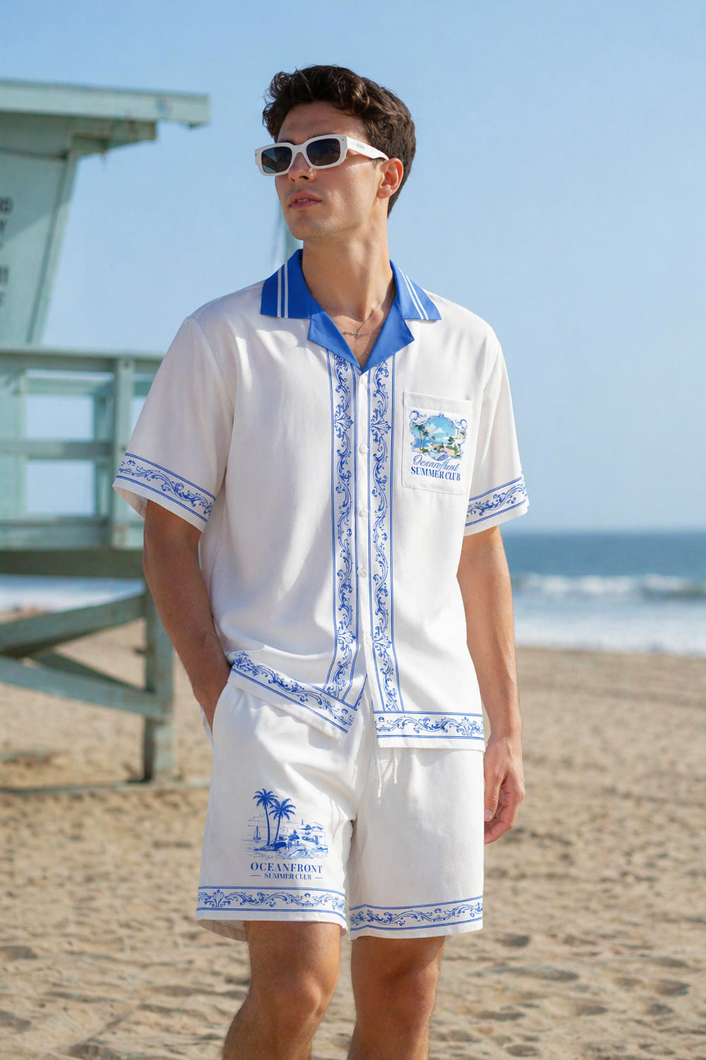 Virginia Beach Oceanfront Summer Club Hawaiian Shirt & Shorts Set