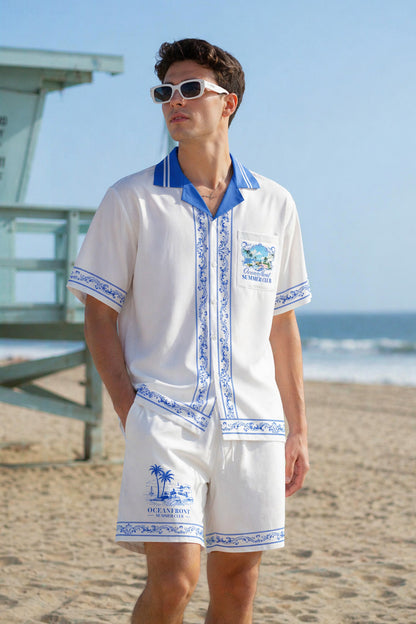 Virginia Beach Oceanfront Summer Club Hawaiian Shirt & Shorts Set