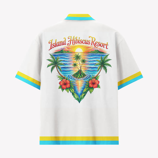 Waikiki Island Hibiscus Resort Hawaiian Shirt & Shorts Set