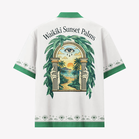 Waikiki Sunset Palms Hawaiian Shirt & Shorts Set