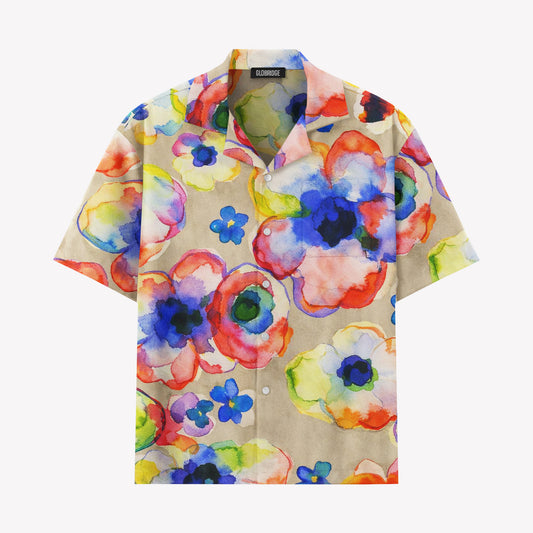 Watercolor Floral Hawaiian Shirt